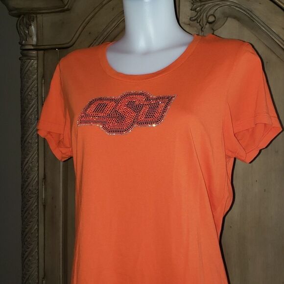 Women's Rhinestone Bedazzled Oklahoma State University Cowboys Short Sleeve Tee - Picture 2 of 7